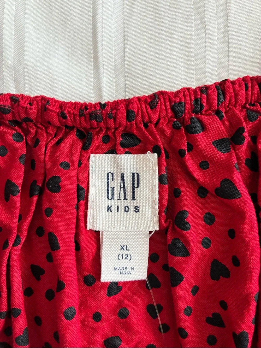 GAP Red Dress with Black Heart Print, Square Neck